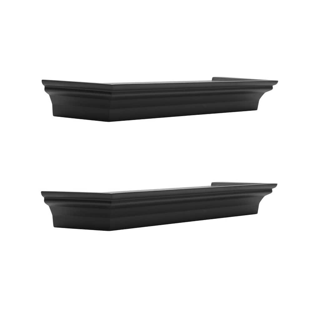 Melannco Set of 2 Floating Wall Shelves, 14 Inch, Black