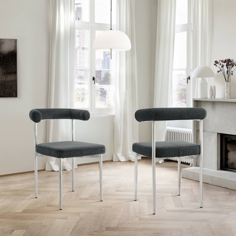 Veronica Shannon 5 Piece Round Glass Dining Table Set with Metal Frame and Upholstered Chairs