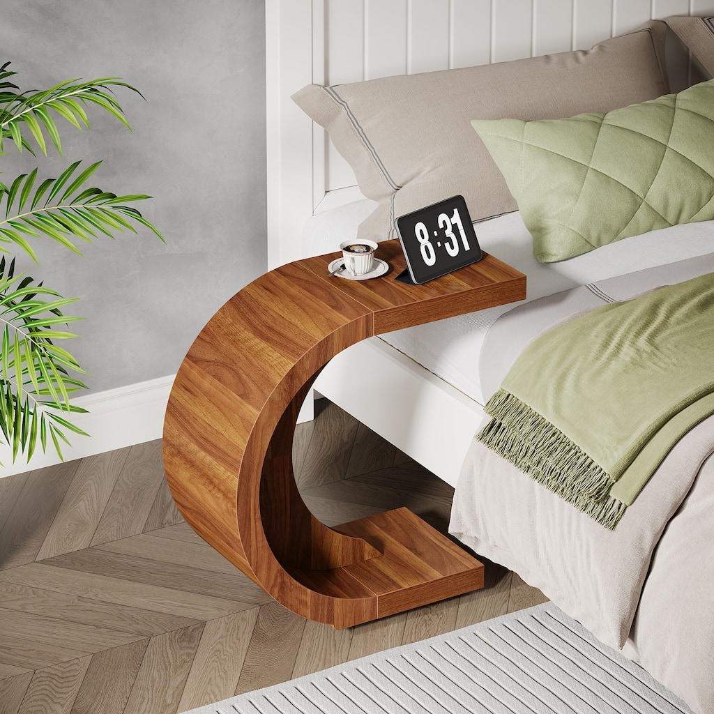 C-Shaped End Table Side Table for Couch Living Room Small Space