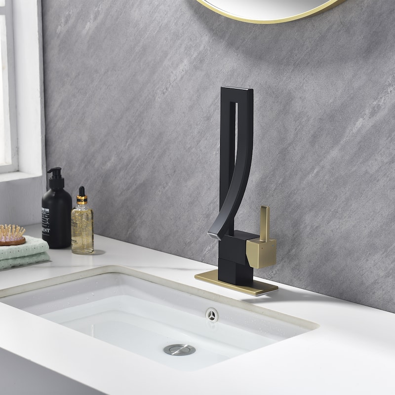 13.58"H Solid Brass Creative Design Bathroom Vessel Sink Faucet with Waterfall Spout