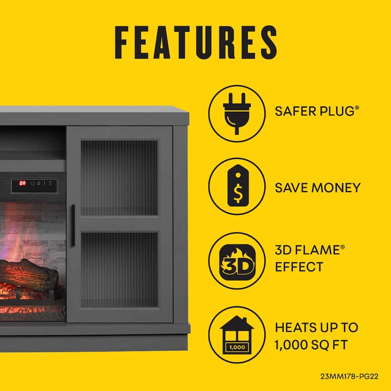 duraflame® Electric Fireplace Entertainment Console for 60 Inch TVs, Antique Gray