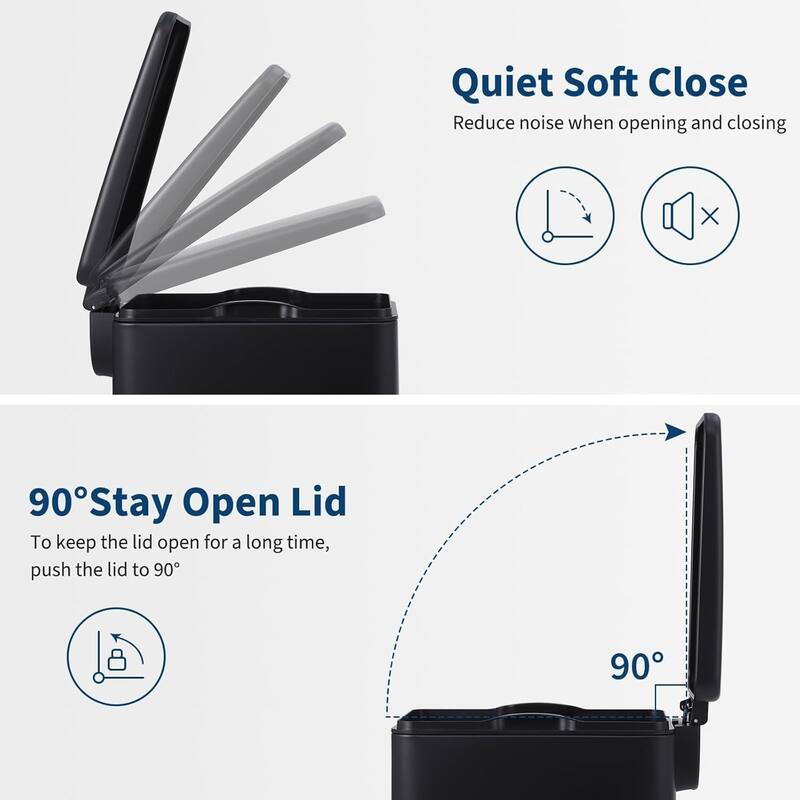 2.6 Gal Slim Kitchen Trash Can, Garbage Can for Kitchen, Bathroom Narrow Spaces