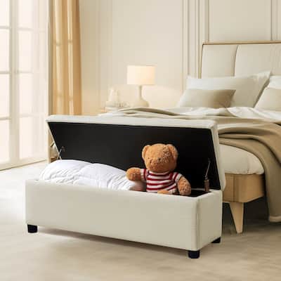 Subrtex Upholstered Storage Ottoman Bench for Living Room Bedroom