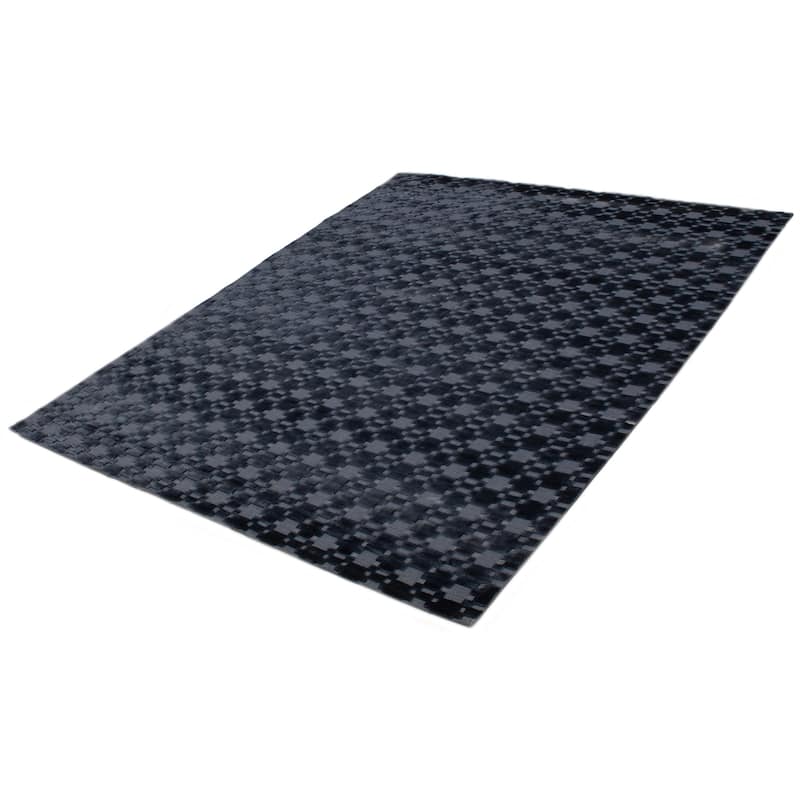 ECARPETGALLERY Hand Loomed Shimmer Navy Viscose Rug - 8'1 x 9'9