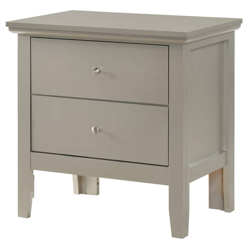 Modern 24-in Double-Drawer Nightstand with Metal Knob