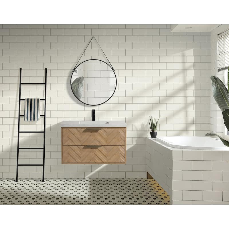 Ari Bath Carlsbad 36" Floating Bathroom Vanity Weathered Fir