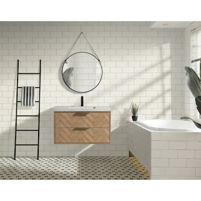 Ari Bath Carlsbad 36" Floating Bathroom Vanity Weathered Fir
