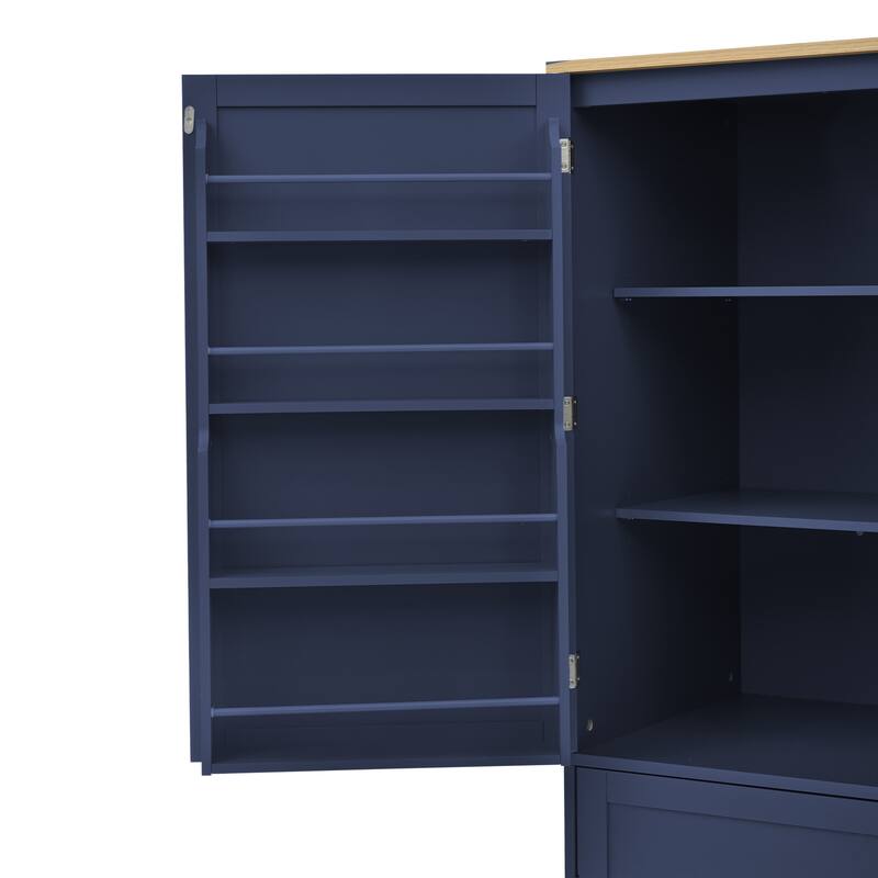 High Freestanding Kitchen Pantry Large Cupboard Storage Cabinet with 2 Drawers,2 Adjustable Shelves