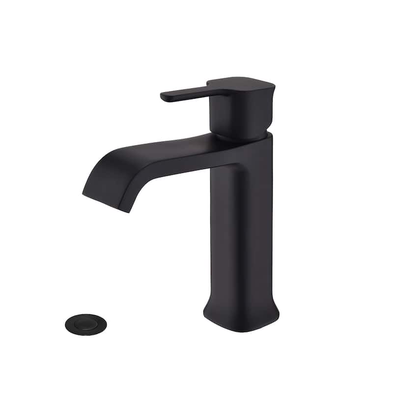 BATHLET Bathroom Single Handle Faucet Pop Up Drain For 1/3-Holes Installation - Matte Black