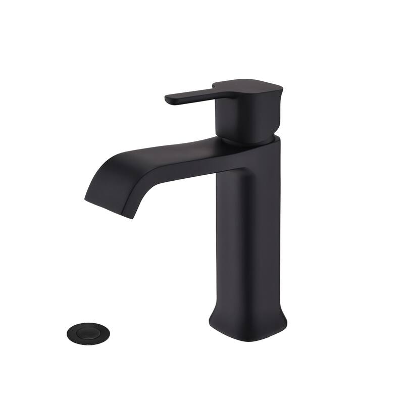 PROOX Single Handle Bathroom Faucet Pop Up Drain - Matte Black