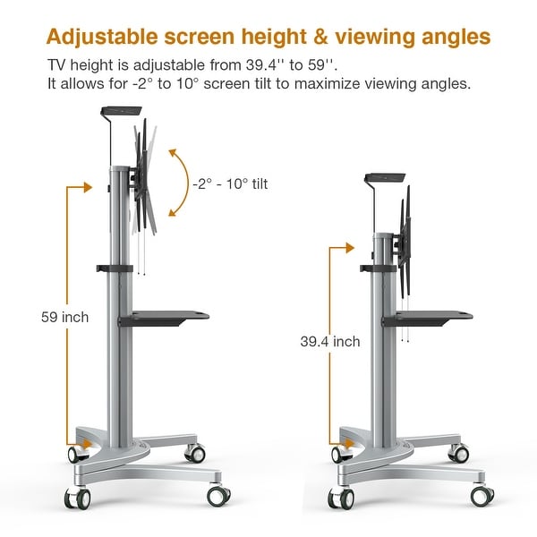 Mobile TV Stand//Cart for 32”-70” LCD//LED Flat Screen with Wheels /& 3-tier Shelve
