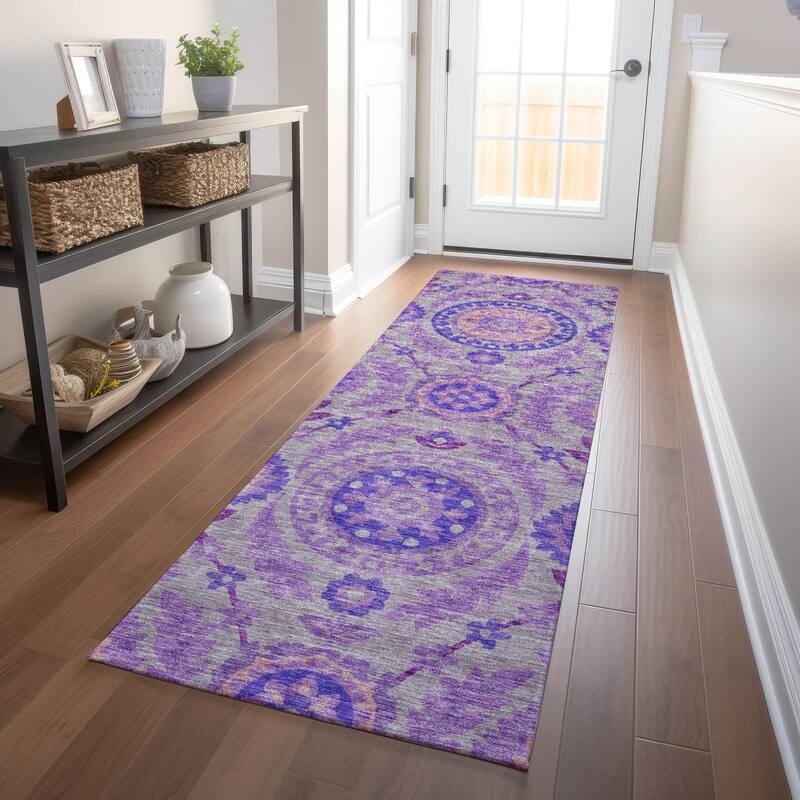Premium Washable Super Soft Boho Global Mayfield Rug - Lavender - 2' 3" x 7' 6"