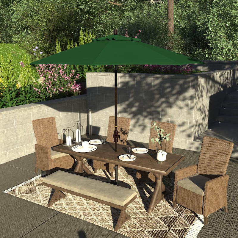 Okaloosa 9' Rd.Crank Lift Tilting, Aluminum Pole Fiberglass Rib Patio Umbrella Sunbrella Fabric by Havenside Home - Forest Green