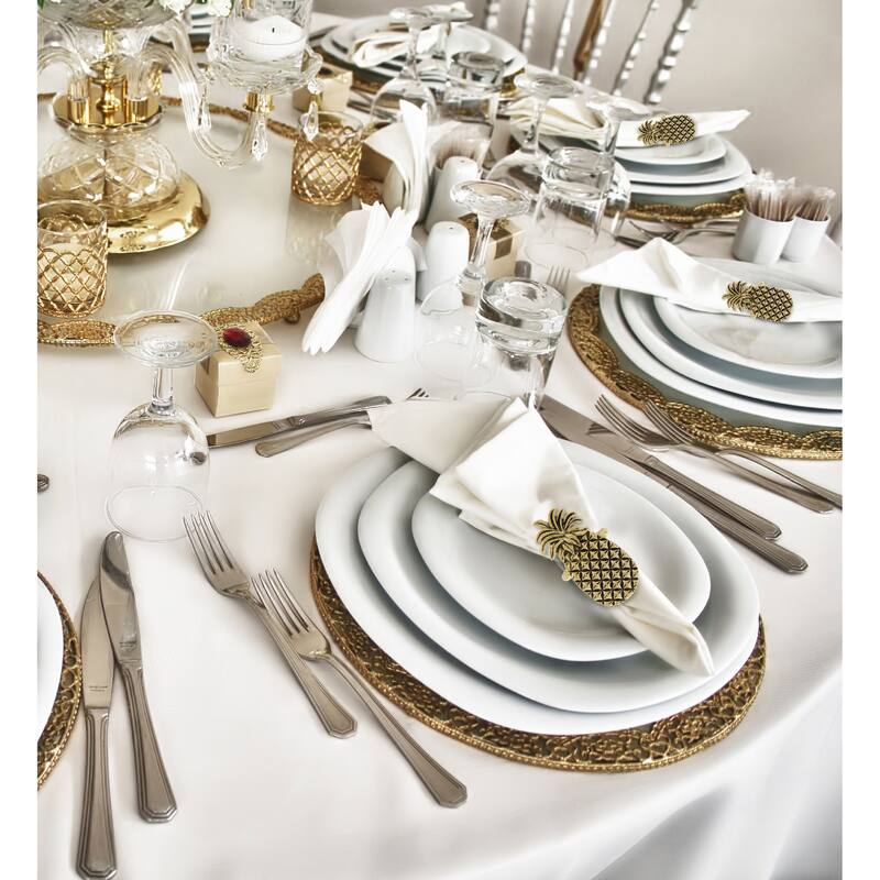 KitchaBon Pineapple Gold Napkin Rings for Table Decor - Set of 6 - 2.55 x 1.2 x 1.65 inches