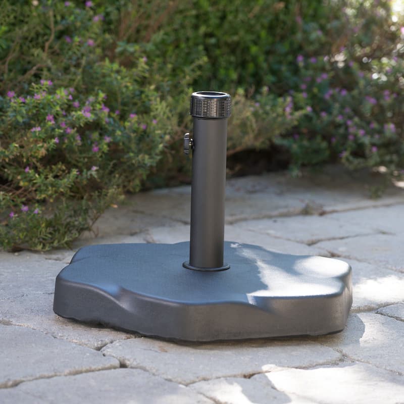Hexagonal Concrete and Steel Umbrella Base with Adapters, 66 Lbs, 18.9\ - Black