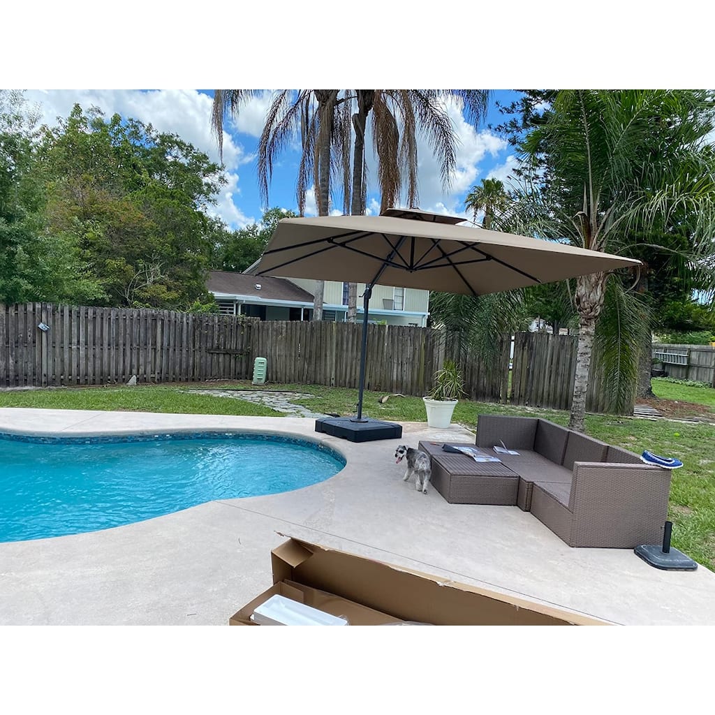 PURPLE LEAF Extra Large Premium Patio Cantilever Offset Umbrella With Base