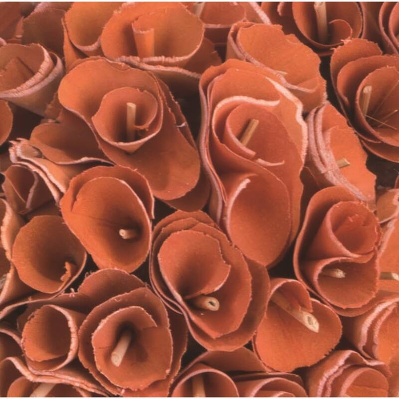 Transpac Wood 8.5 in. Orange Harvest Rosette Pumpkin