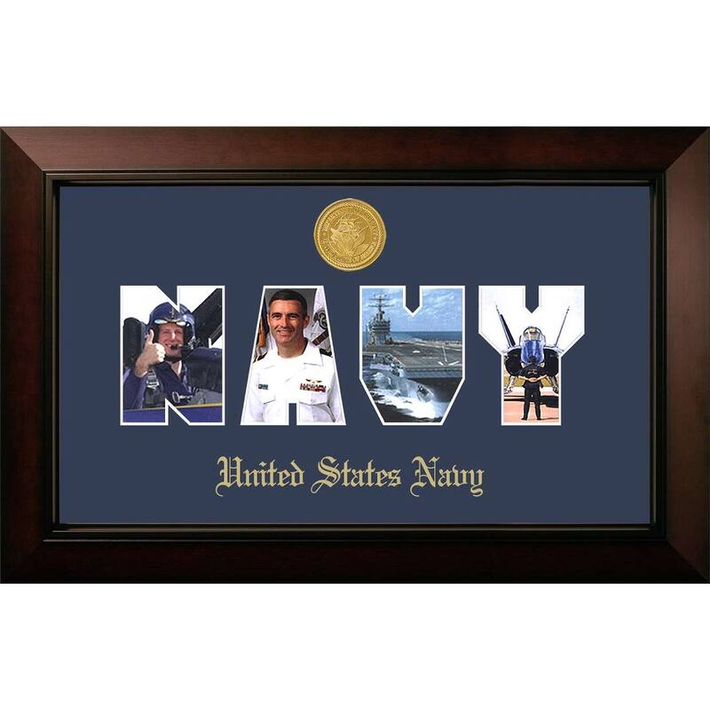 Patriot Frames Navy Collage Photo Legacy Frame with Gold Medallion