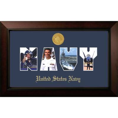 Patriot Frames Navy Collage Photo Legacy Frame with Gold Medallion