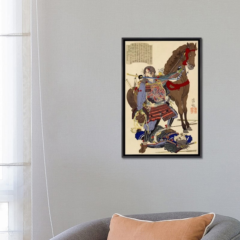 iCanvas "Samurai & Horse" by Unknown Artist Framed