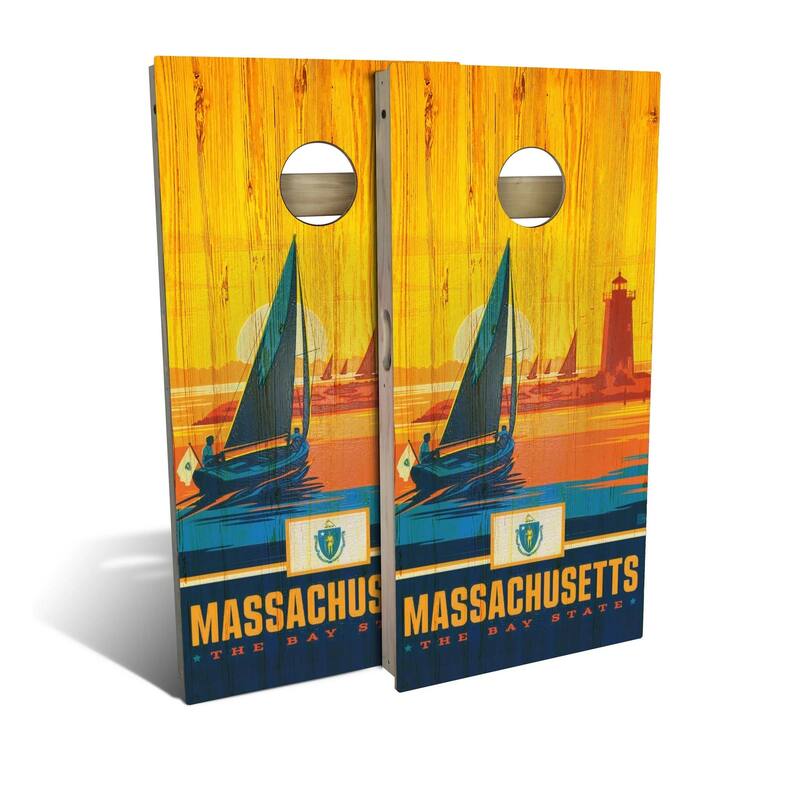 Massachusetts State Pride Outdoor Cornhole Board Set