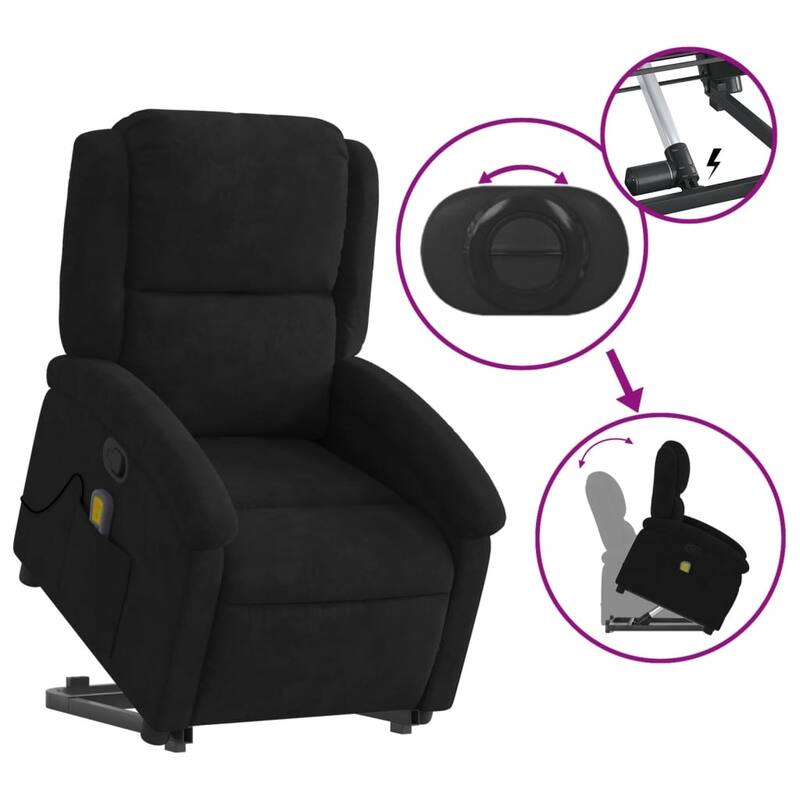 vidaXL Stand up Massage Recliner Chair Power Lift Wingback Armchair Velvet