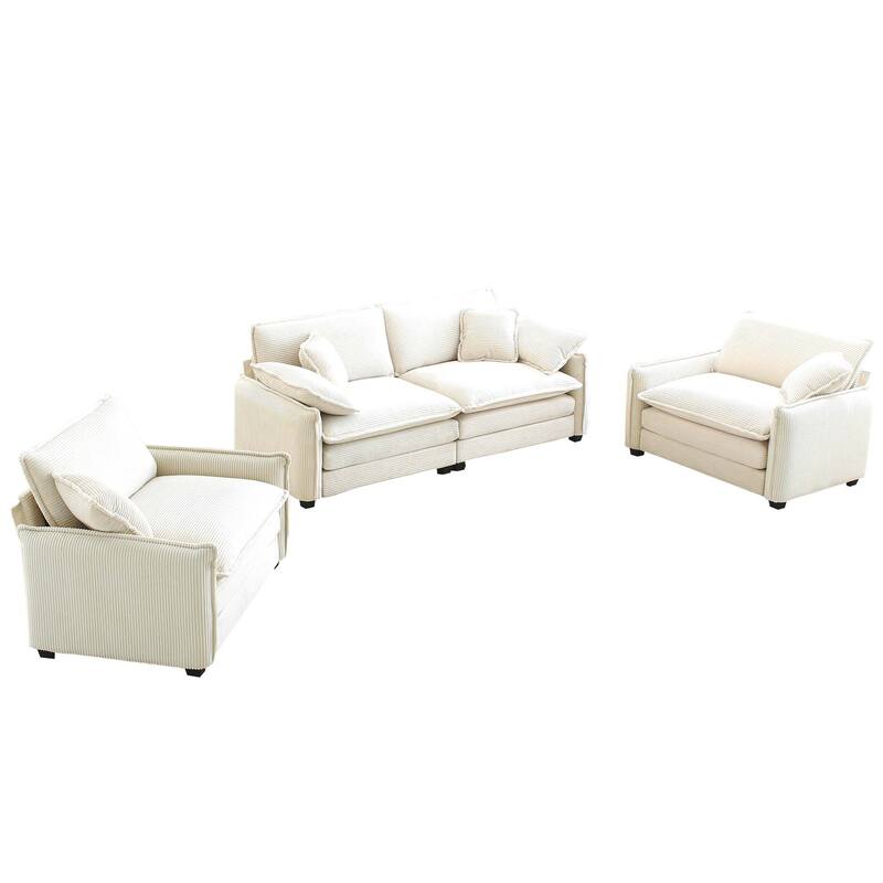 2+1+1 Seat Flexible Combinations Sofa with Cushions and Pillows - Beige