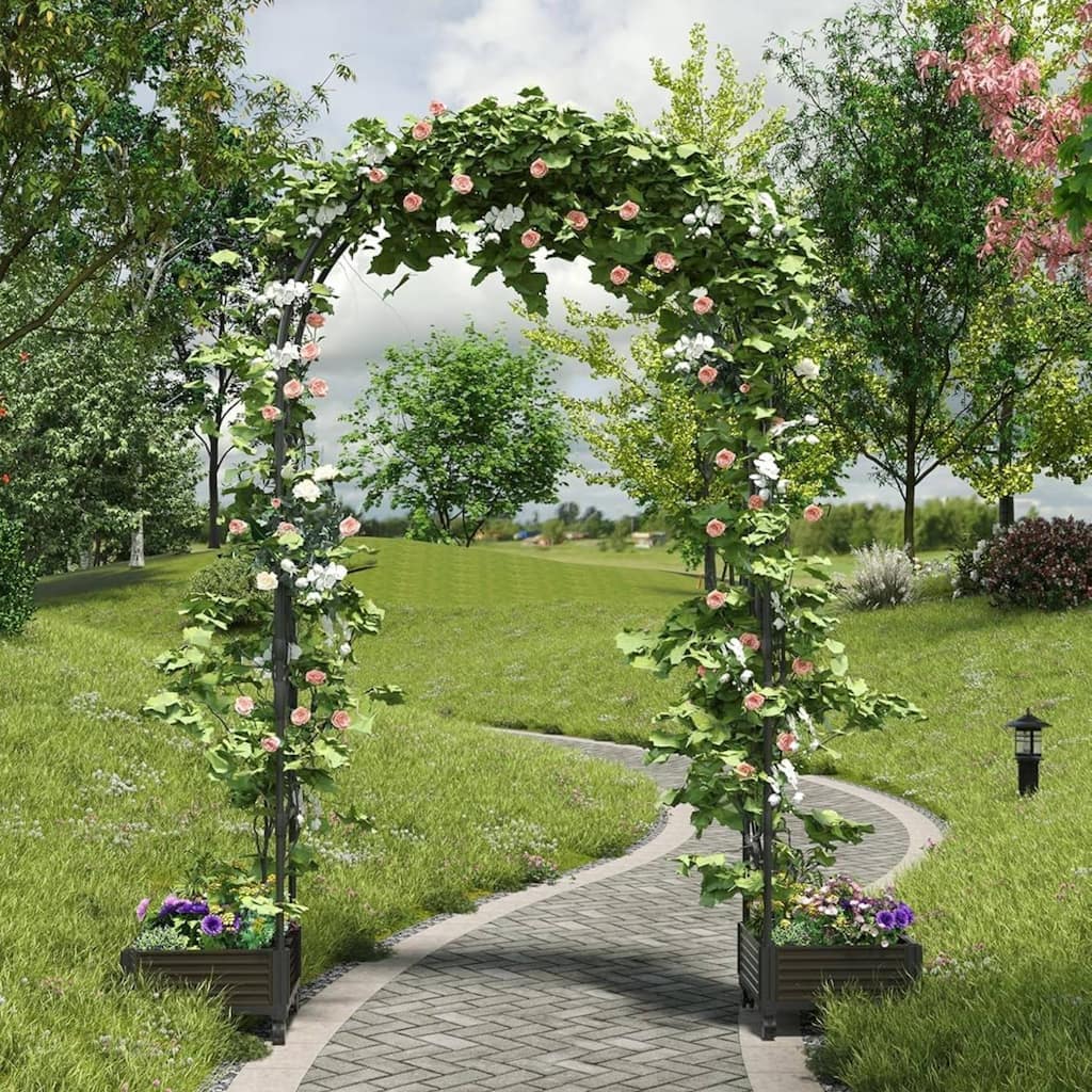 Outdoor Metal Wedding Arch Flowers Frame Backdrop Stand for Plant Climbing, Span 47.2"