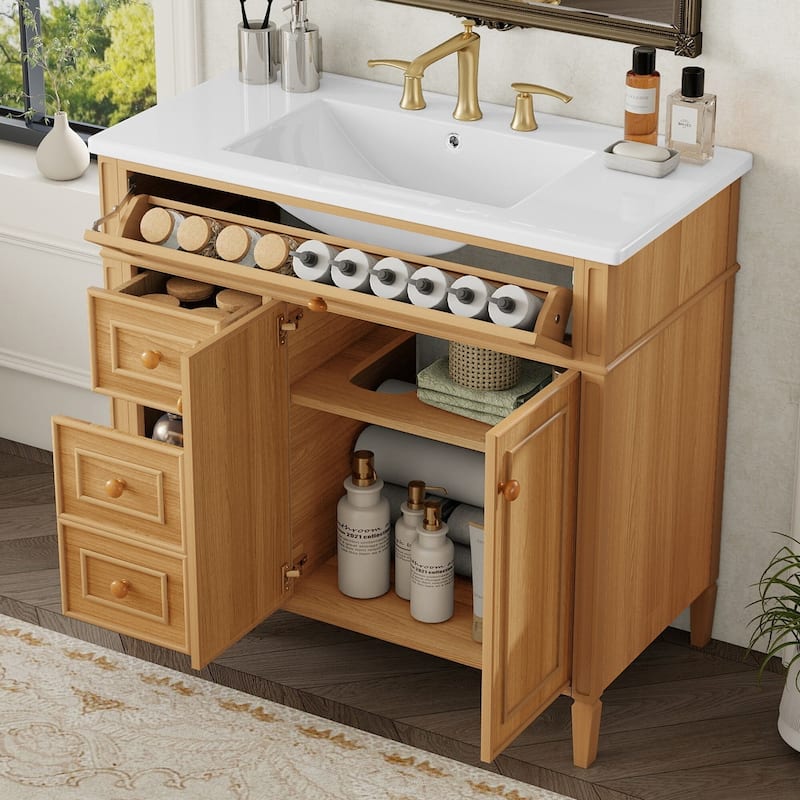 36"Freestanding Bathroom Vanity with Ceramic Sink