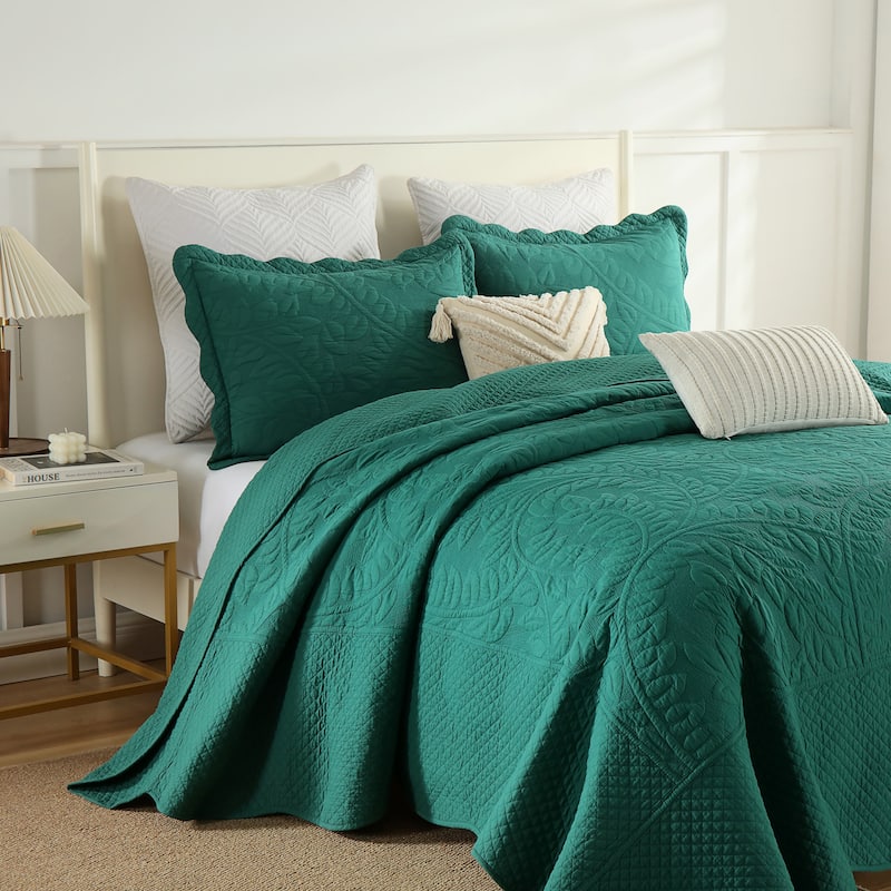 MarCielo 3 Piece Cotton Oversized Bedspread Quilt Set Tmonica