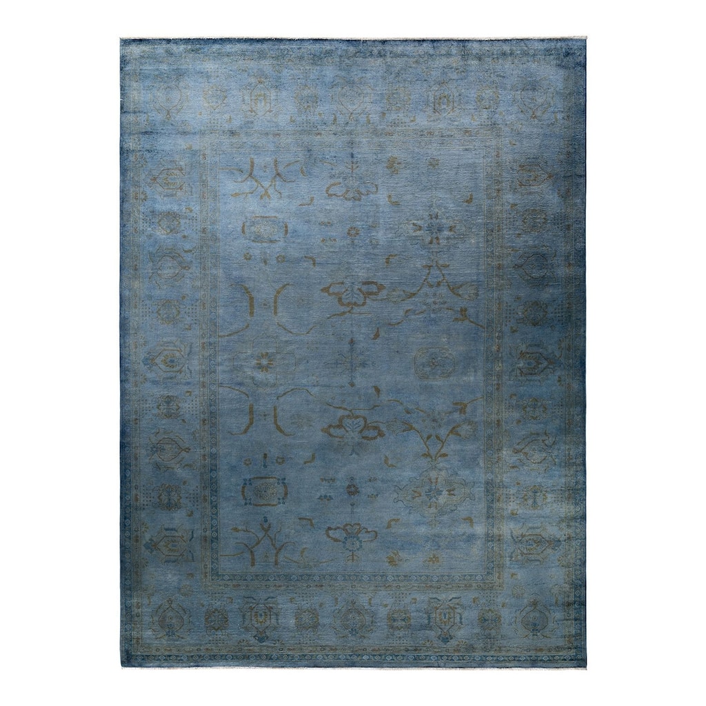 Overton Hand Knotted Wool Vintage Inspired Modern Contemporary Overdyed Gray Area Rug - 9' 2" x 12' 3"
