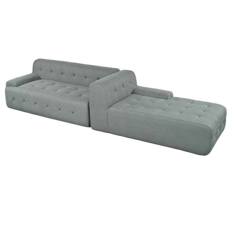 107" Polyester Mesh L-Shape Modular Sectional Sofa with Deep Seating and Pocket Spring Cushions