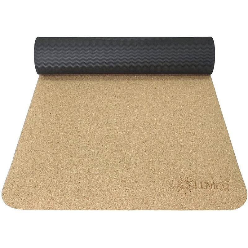 Sol Living Yoga Mat Cork Non Slip Extra Thick Exercise Mat for Yoga, Pilate, Mediation - Brown - 24 -In x 72 -In