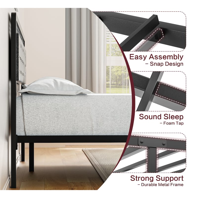 Full & Queen Size Bed Frame with LED Headboard, USB Charging – Modern Platform Bed Base with Under-Bed Clearance