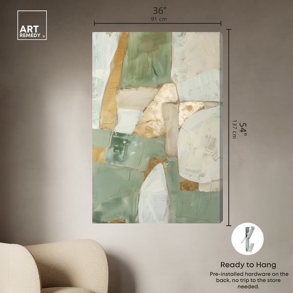 dimension image slide 1 of 6, Sage Green Boho Elegant Abstract Canvas Wall Art by Art Remedy, Gallery Wrapped