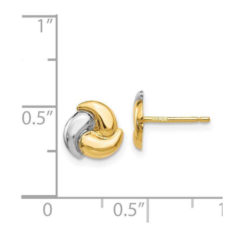 Curata 14k Yellow Gold and Rhodium 8mm Love-knot Post Earrings