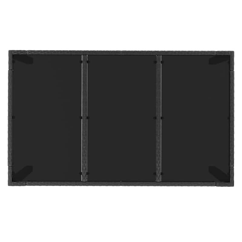 vidaXL 3 Piece Patio Dining Set with Cushions Black Poly Rattan - 18.9" x 21.7" x 34.6"