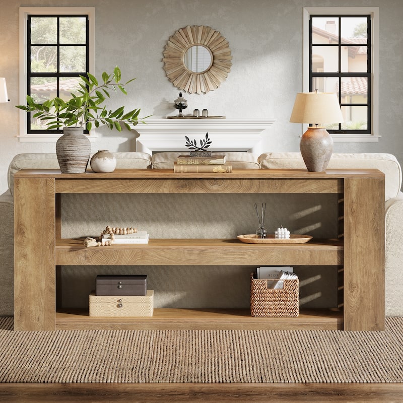 71-Inch Extra Long Console Table with 3-Tier Shelves for Entryway, Living Room, Behind thd Couch