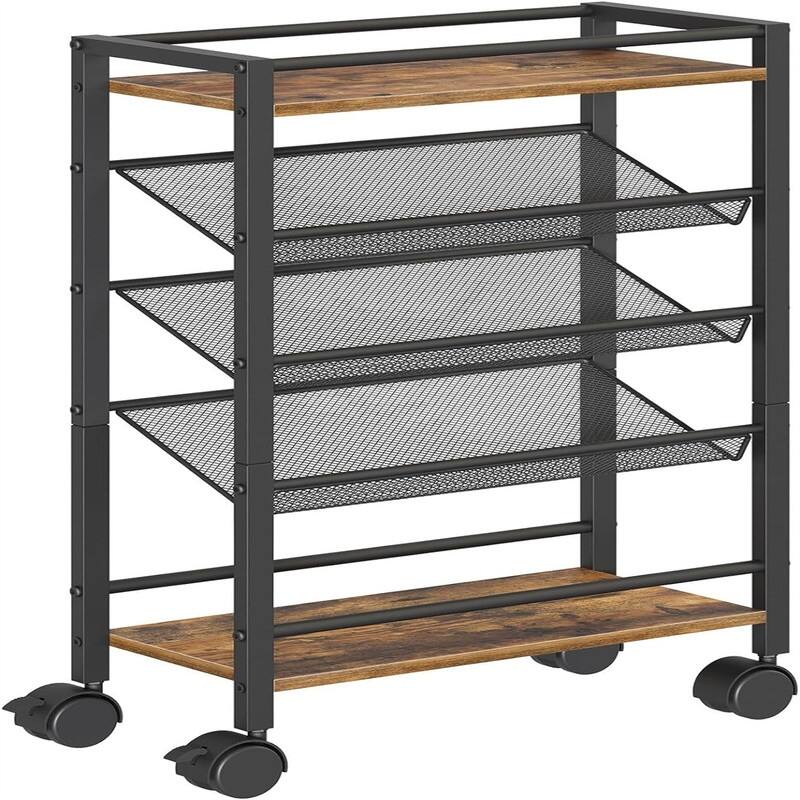 5 Tier Rolling File Organizer Cart with Wheels - 7.9"D x 16.5"W x 35.4"H