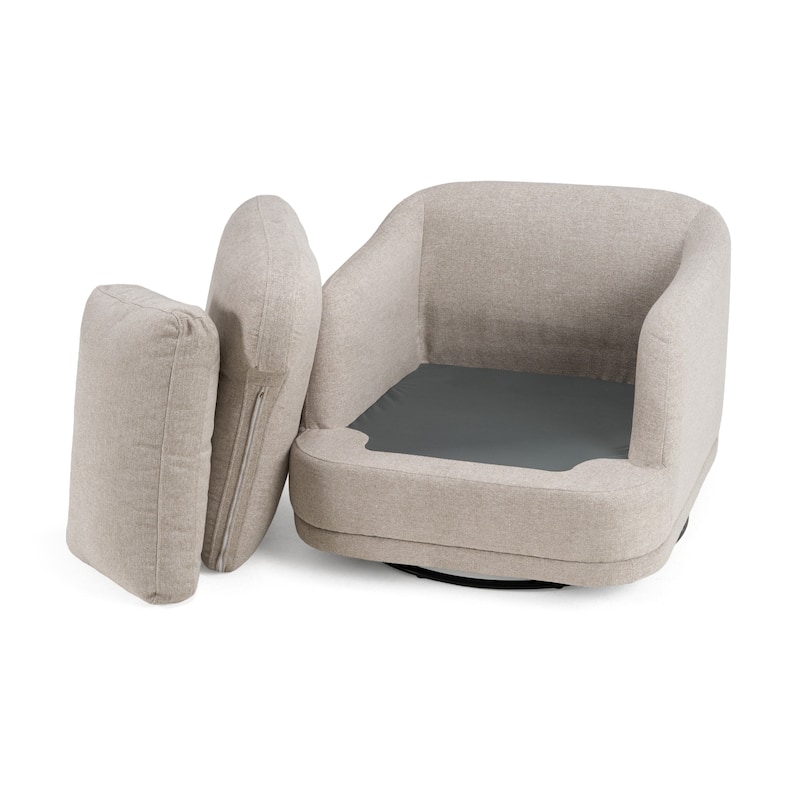 Divani Casa Chantry Modern Grey Sand Fabric Swivel Accent Chair