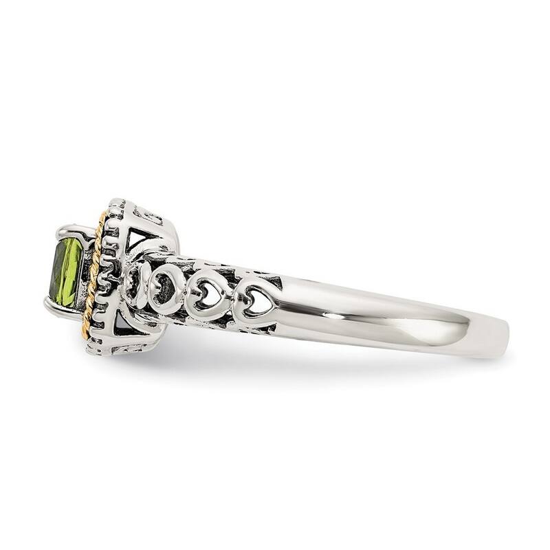 Curata 925 Sterling Silver Polished Prong set With 14k Peridot Ring