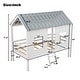 preview thumbnail 3 of 7, Modern Twin Size Low Loft Playhouse Bed With Roof And Two Front Windows for Bedroom