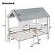 preview thumbnail 6 of 12, Wood Twin Size Low Loft House Bed with Roof, Ladder Solid Wood Playhouse Loft Bed, Wooden Support Bed Frame No Box Spring Needed