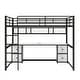 preview thumbnail 14 of 12, Full Size Metal Loft Bed with Desk, Cabinets, Drawers and socket, Black