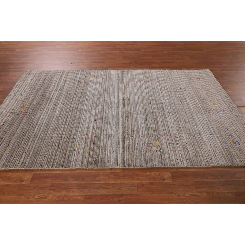 Earth Tone Gabbeh Oriental Area Rug Handmade Wool Carpet - 4'11" X 7'11"