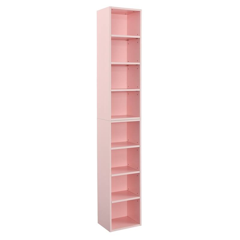 8-Tier Media Tower Rack,CD DVD Slim Storage Cabinet with Adjustable Shelves,Multi-functional double-decker bookcase