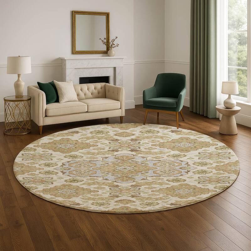 Premium Washable Super Soft Classic Traditional Mayfield Rug - Beige - 8' x 8'