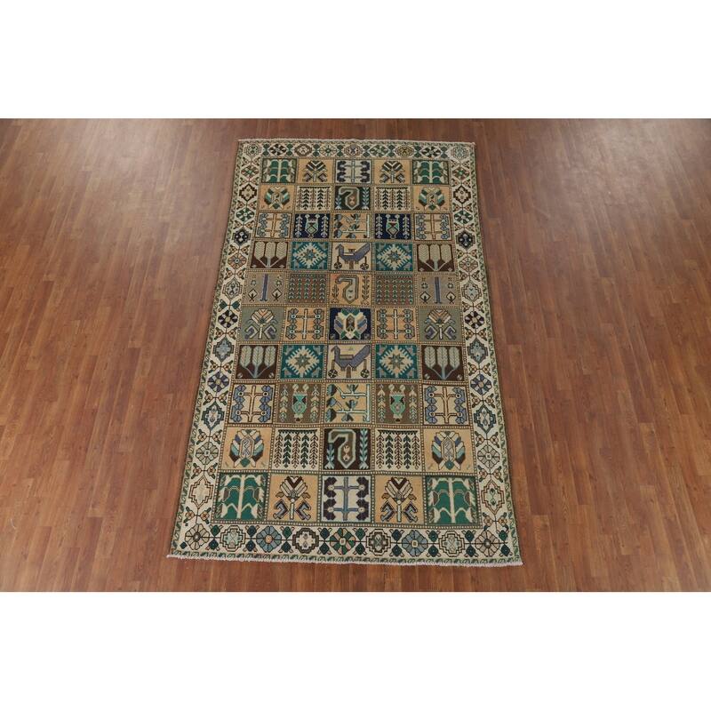 Hand Knotted Oriental 100% Wool Carpet Traditional Geometric Multi-Colored Bakhtiari Area Rug - 9' 10'' X 5' 8''