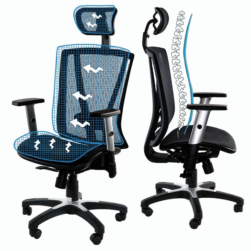 ErgoMax Office Fully Meshed Ergonomic Height Adjustable Red Office Chair w/Armrests & Headrest, 52 Inch Max Height