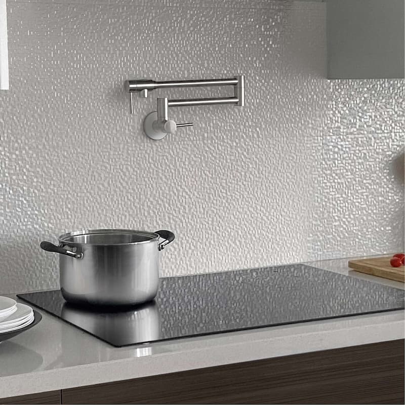STYLISH Stainless Steel Wall Mount Pot Filler Folding Stretchable with Single Hole Two Handles